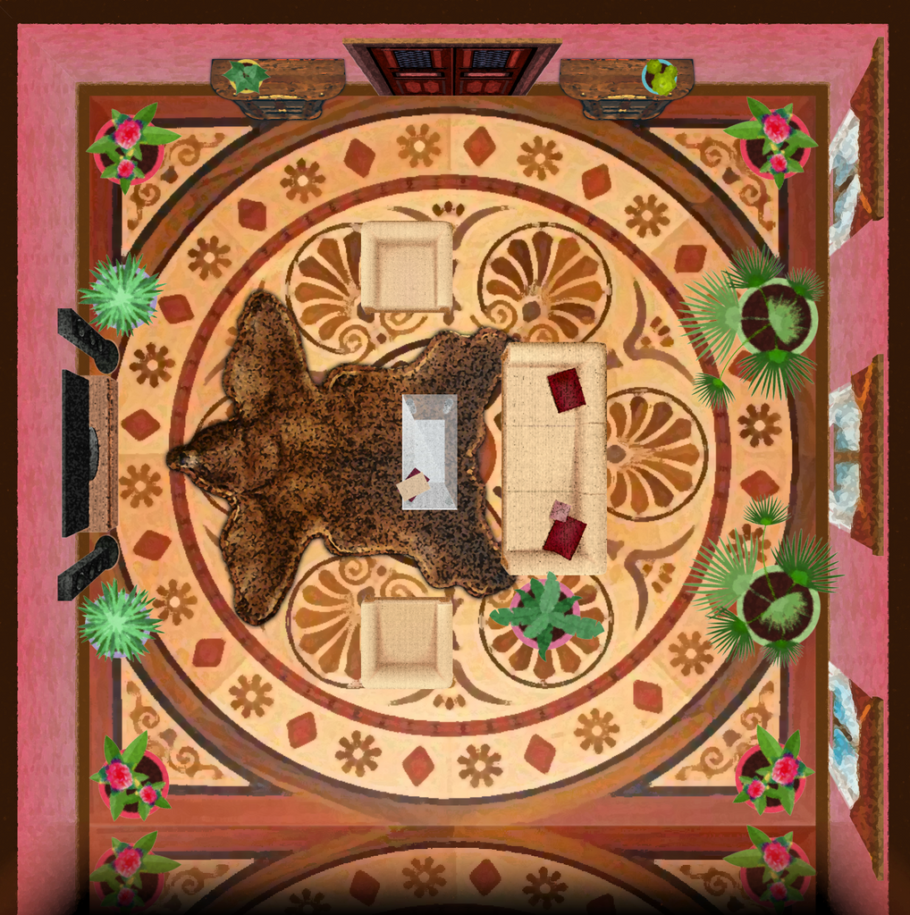 Luxurious study with a bear skin rug found in the Ruby Palace